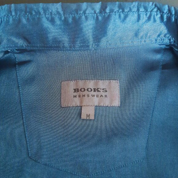 Book's Menswear SZ M Teal Soft Taffeta Men's Button Up Shirt with Sheen - Picture 5 of 10